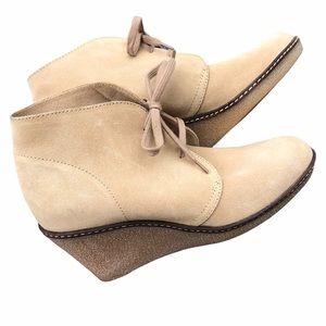 J. Crew tan suede wedge booties